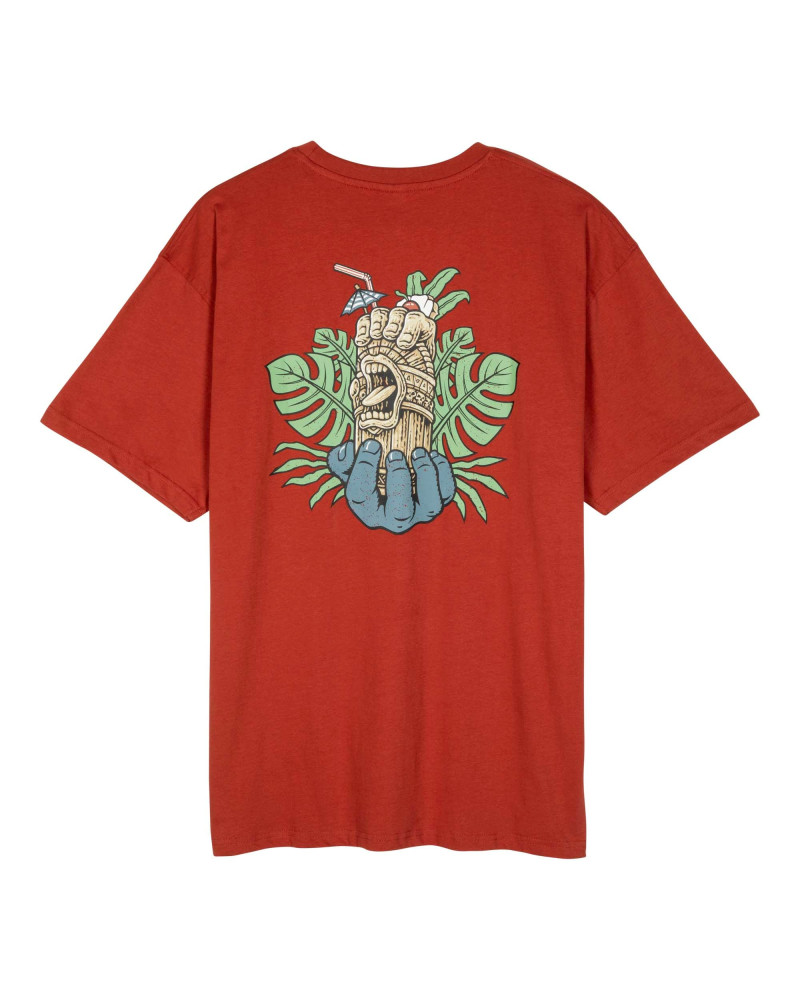 Santa Cruz Tiki Hand Strip T-Shirt Dark Rust
