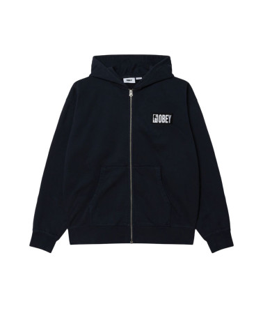 Obey Margin Faded Zip Hood Fleece Black