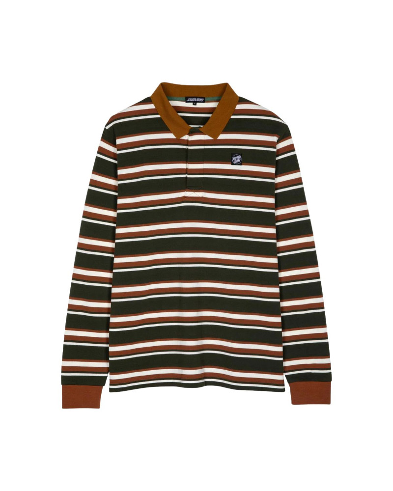Santa Cruz Cera L/S Polo Dark Moss Stripe
