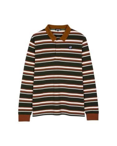 Santa Cruz Cera L/S Polo Dark Moss Stripe