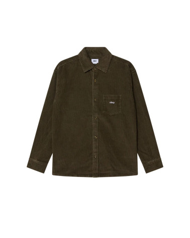 Obey Buckley Corduroy Woven Shirt Black Olive