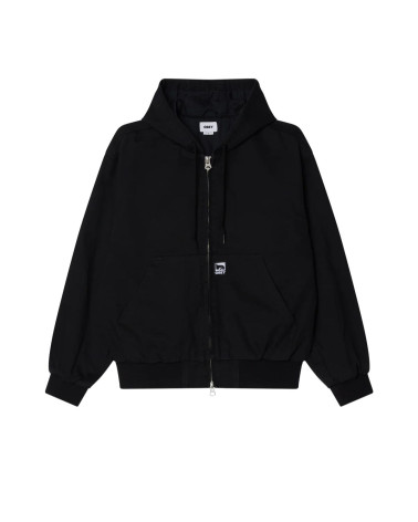 Obey Glen Zip Up Jacket Black Faded Wash