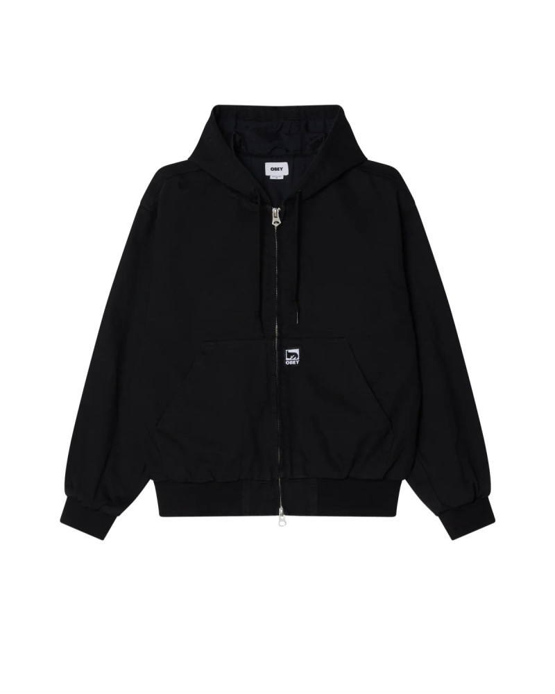 Obey Glen Zip Up Jacket Black Faded Wash
