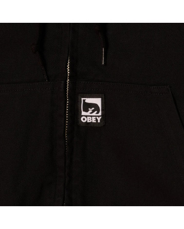 Obey Glen Zip Up Jacket Black Faded Wash