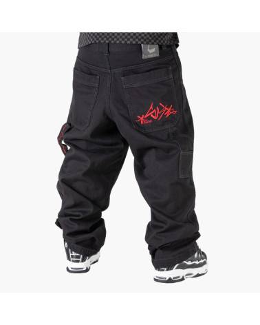 Blueskin Jeans Baggy Denim BlackLogo Red