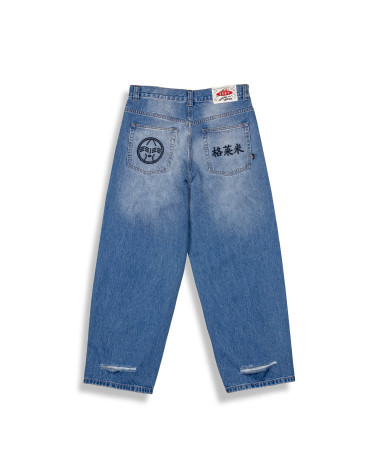 Grimey Royal Paw Big Boy Denim Pants Washed Blue