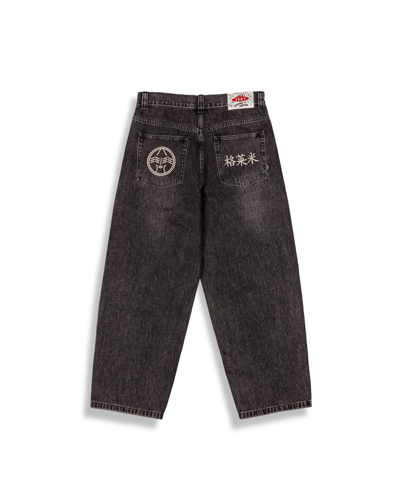 Grimey Royal Paw Big Boy Washed Black Denim Pants